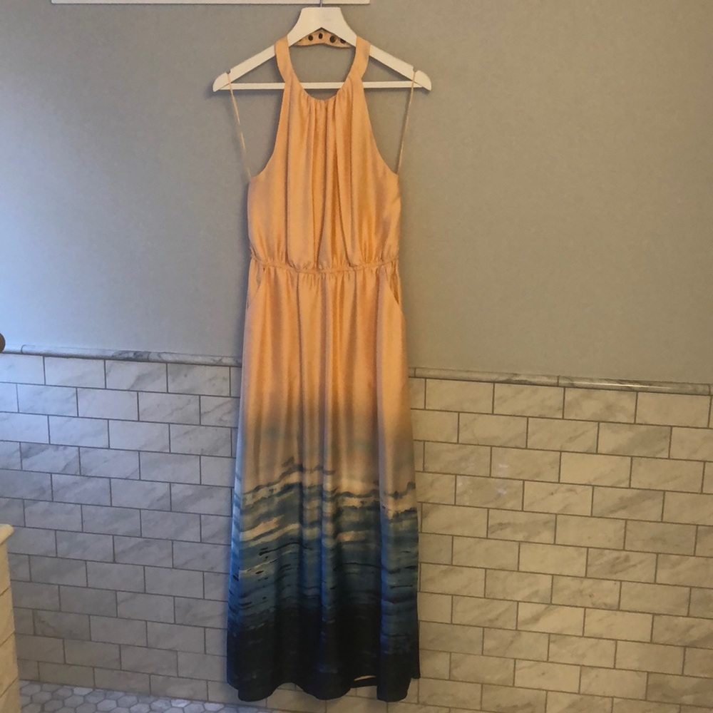 Beautiful peach & blue ombré maxi dress